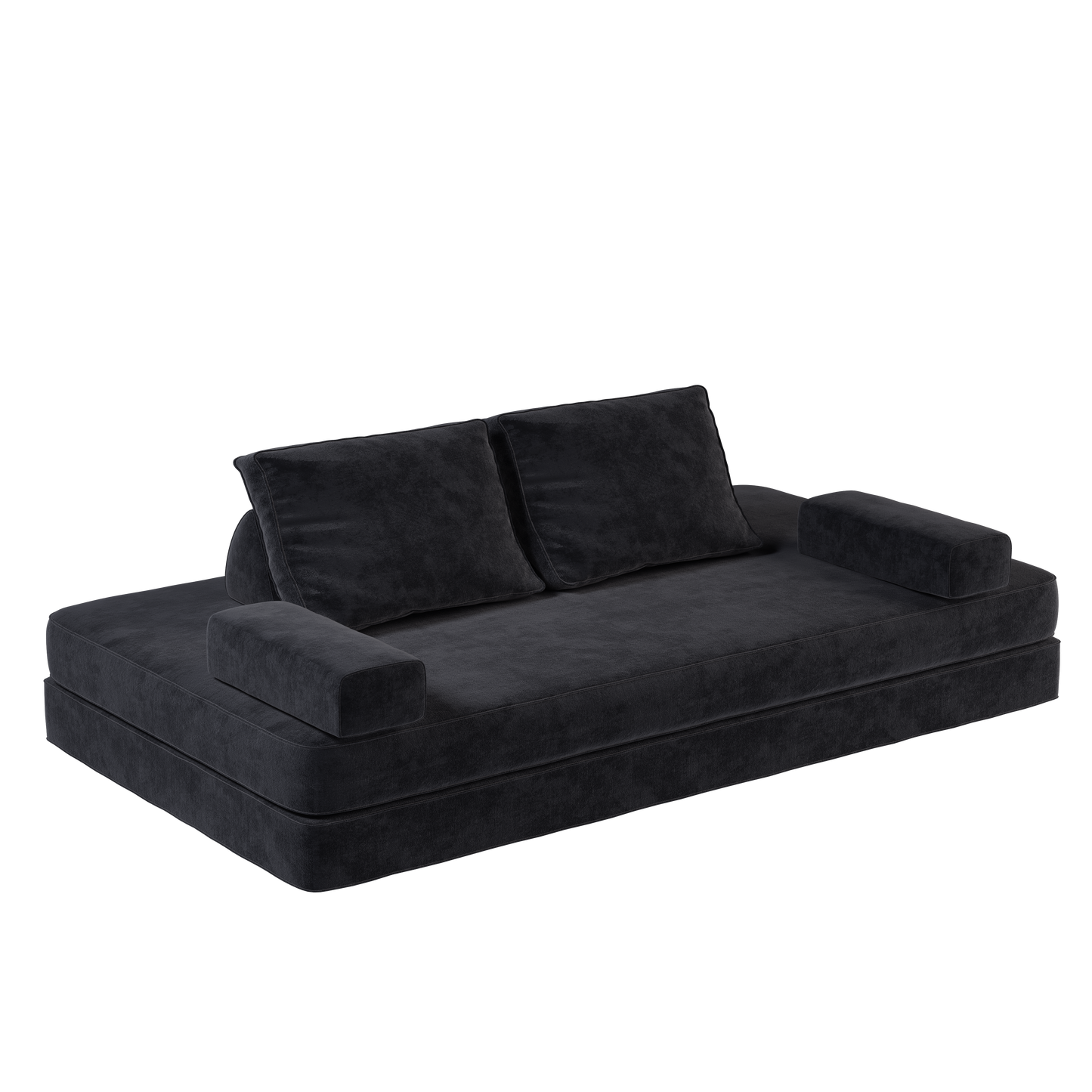 86.6"Multifunctional Convertible Sofa Bed with 2 Removable Backrests and 2 Pillows,Fuffy Chenille Fabric Sofa,Chaise Lounge,Game Pad,DIY Modern Upholstered Couch,Deep Seat Couch for Living Room,Office