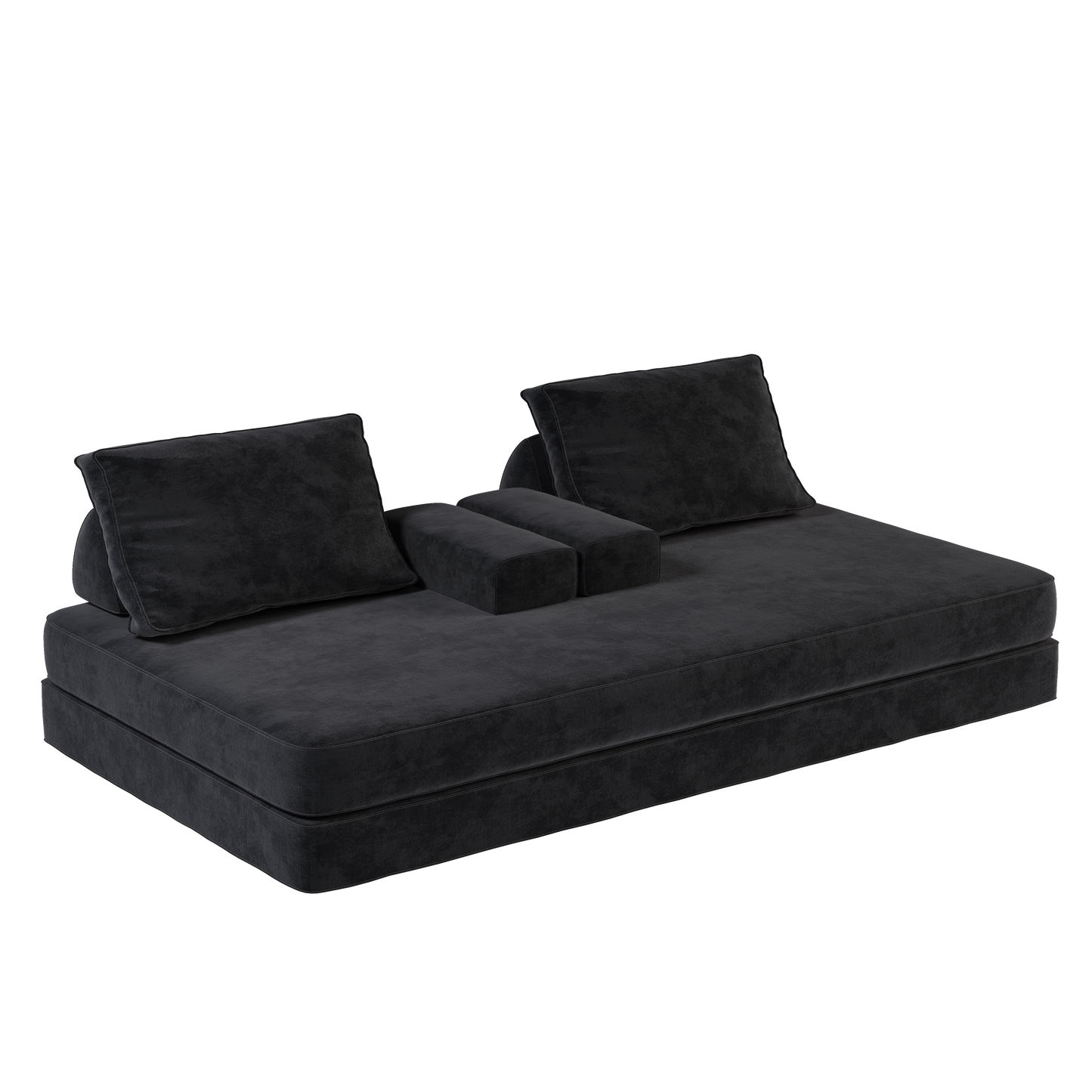 86.6"Multifunctional Convertible Sofa Bed with 2 Removable Backrests and 2 Pillows,Fuffy Chenille Fabric Sofa,Chaise Lounge,Game Pad,DIY Modern Upholstered Couch,Deep Seat Couch for Living Room,Office