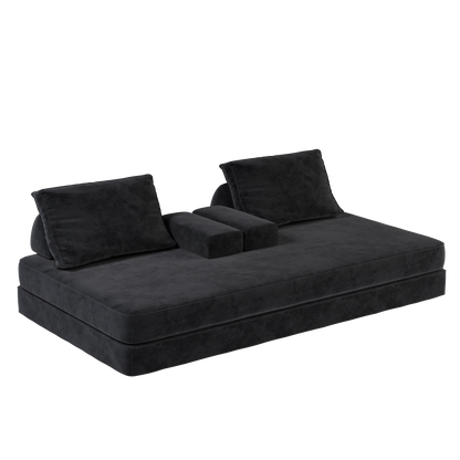 86.6"Multifunctional Convertible Sofa Bed with 2 Removable Backrests and 2 Pillows,Fuffy Chenille Fabric Sofa,Chaise Lounge,Game Pad,DIY Modern Upholstered Couch,Deep Seat Couch for Living Room,Office