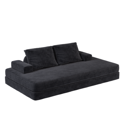 86.6"Multifunctional Convertible Sofa Bed with 2 Removable Backrests and 2 Pillows,Fuffy Chenille Fabric Sofa,Chaise Lounge,Game Pad,DIY Modern Upholstered Couch,Deep Seat Couch for Living Room,Office