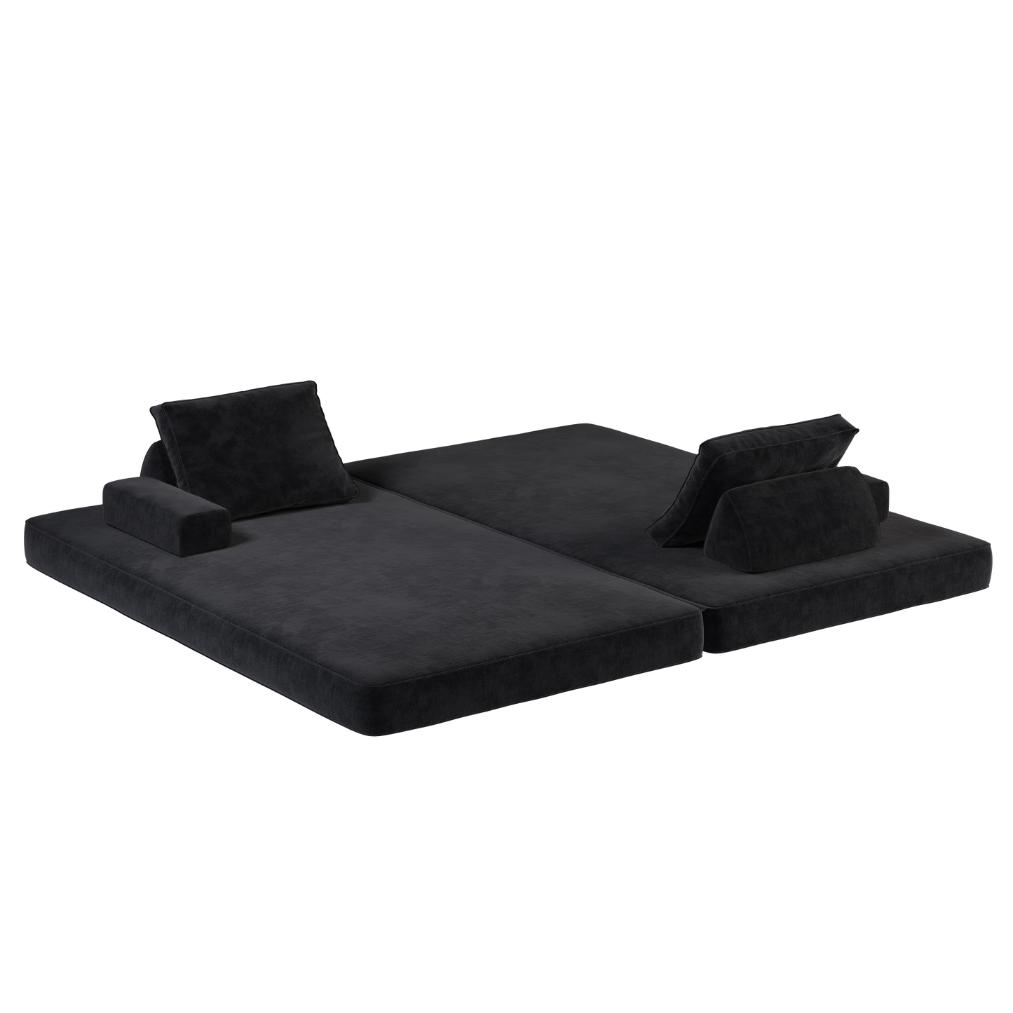 86.6"Multifunctional Convertible Sofa Bed with 2 Removable Backrests and 2 Pillows,Fuffy Chenille Fabric Sofa,Chaise Lounge,Game Pad,DIY Modern Upholstered Couch,Deep Seat Couch for Living Room,Office