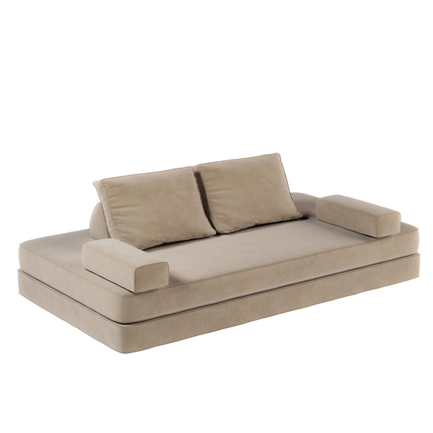 86.6"Multifunctional Convertible Sofa Bed with 2 Removable Backrests and 2 Pillows,Fuffy Chenille Fabric Sofa,Chaise Lounge,Game Pad,DIY Modern Upholstered Couch,Deep Seat Couch for Living Room,Office