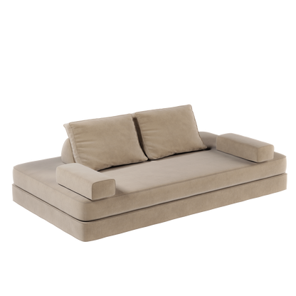 86.6"Multifunctional Convertible Sofa Bed with 2 Removable Backrests and 2 Pillows,Fuffy Chenille Fabric Sofa,Chaise Lounge,Game Pad,DIY Modern Upholstered Couch,Deep Seat Couch for Living Room,Office