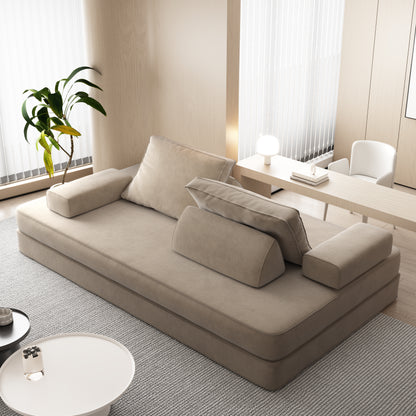 86.6"Multifunctional Convertible Sofa Bed with 2 Removable Backrests and 2 Pillows,Fuffy Chenille Fabric Sofa,Chaise Lounge,Game Pad,DIY Modern Upholstered Couch,Deep Seat Couch for Living Room,Office