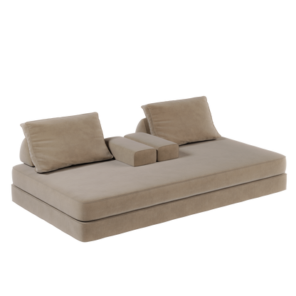 86.6"Multifunctional Convertible Sofa Bed with 2 Removable Backrests and 2 Pillows,Fuffy Chenille Fabric Sofa,Chaise Lounge,Game Pad,DIY Modern Upholstered Couch,Deep Seat Couch for Living Room,Office