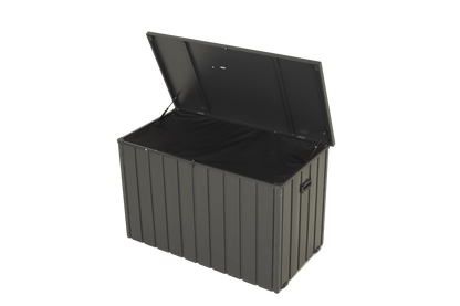 Outdoor Storage Box, 100 Gallon Metal Deck Box Built-in a Oxford Fabric Storage Bag, Lockable & Waterproof Outside Patio Storage Box - Gray