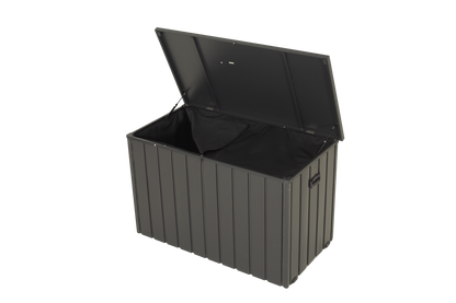 Outdoor Storage Box, 100 Gallon Metal Deck Box Built-in a Oxford Fabric Storage Bag, Lockable & Waterproof Outside Patio Storage Box - Gray