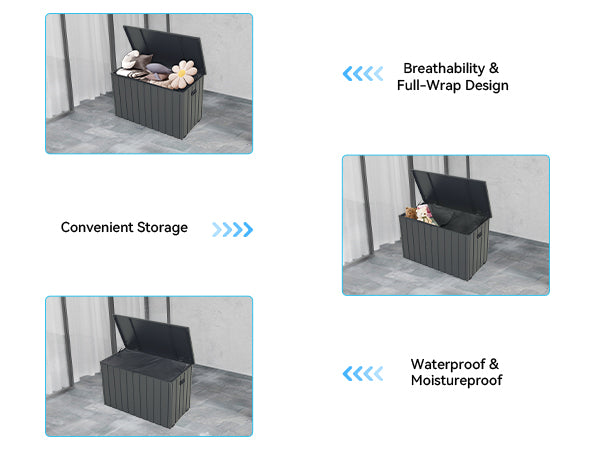 Outdoor Storage Box, 100 Gallon Metal Deck Box Built-in a Oxford Fabric Storage Bag, Lockable & Waterproof Outside Patio Storage Box - Gray
