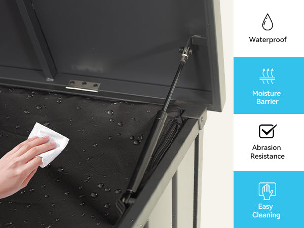 Outdoor Storage Box, 100 Gallon Metal Deck Box Built-in a Oxford Fabric Storage Bag, Lockable & Waterproof Outside Patio Storage Box - Gray