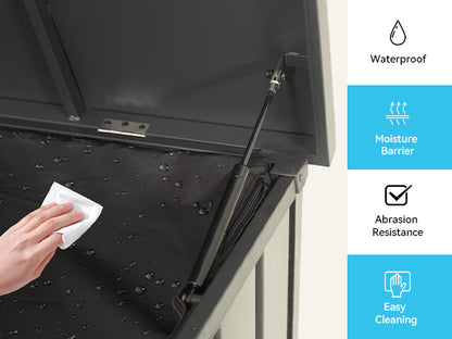 Outdoor Storage Box, 100 Gallon Metal Deck Box Built-in a Oxford Fabric Storage Bag, Lockable & Waterproof Outside Patio Storage Box - Gray