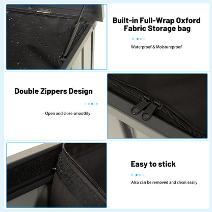 Outdoor Storage Box, 100 Gallon Metal Deck Box Built-in a Oxford Fabric Storage Bag, Lockable & Waterproof Outside Patio Storage Box - Gray