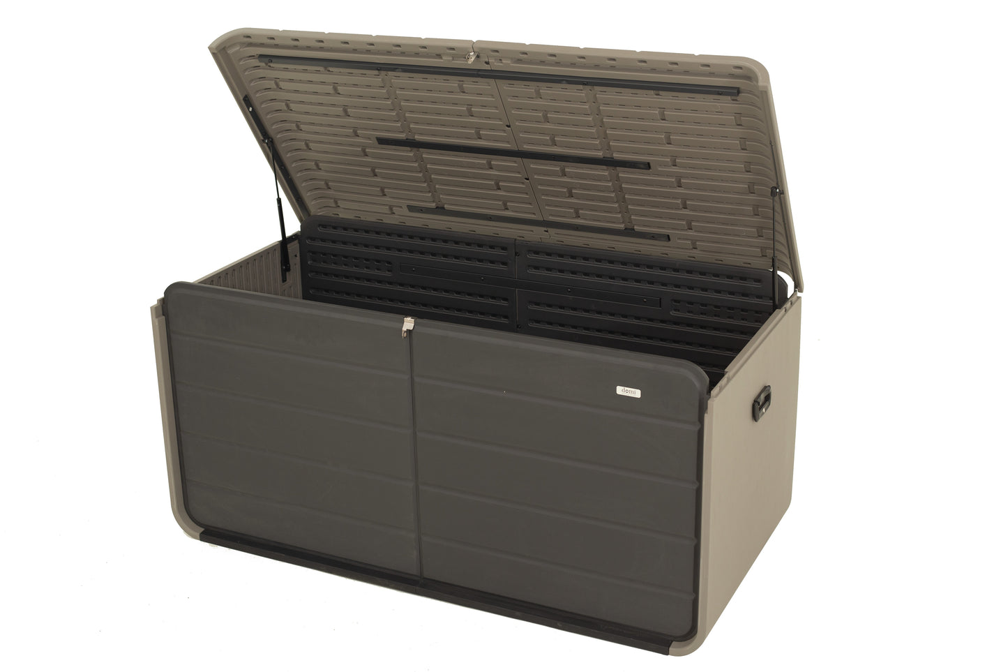 200 Gallon Plastic Deck Box, Large Patio Storage Box with Lock, Wheels & Waterproof Lid for Outdoor Cushions, Garden and Pool Supplies (Gray)