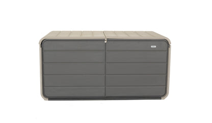 200 Gallon Plastic Deck Box, Large Patio Storage Box with Lock, Wheels & Waterproof Lid for Outdoor Cushions, Garden and Pool Supplies (Gray)