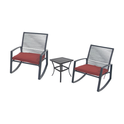 2-person Outdoor Patio Bistro Metal Rocking Conversation Set With Table