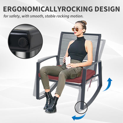 2-person Outdoor Patio Bistro Metal Rocking Conversation Set With Table