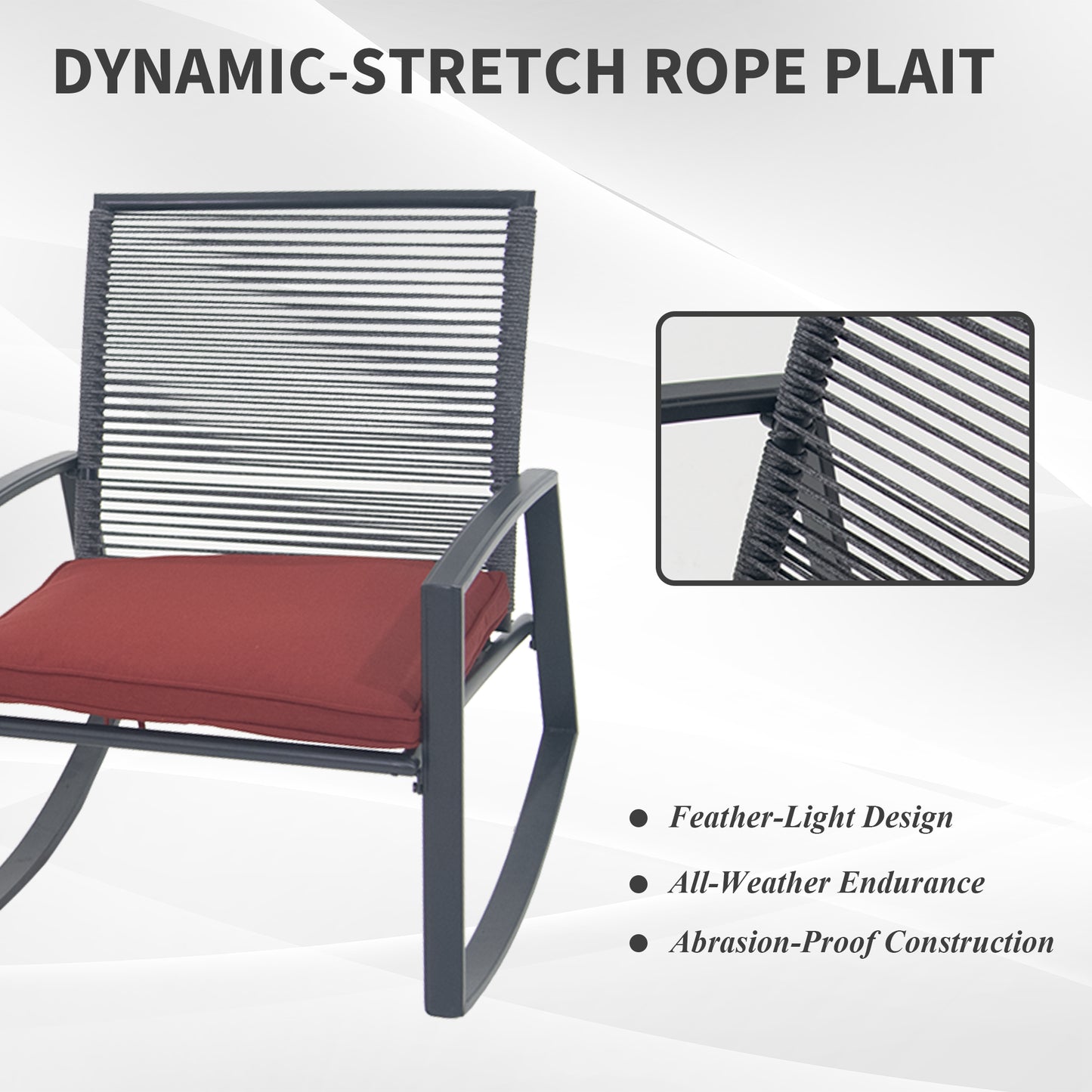 2-person Outdoor Patio Bistro Metal Rocking Conversation Set With Table