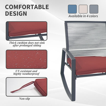 2-person Outdoor Patio Bistro Metal Rocking Conversation Set With Table