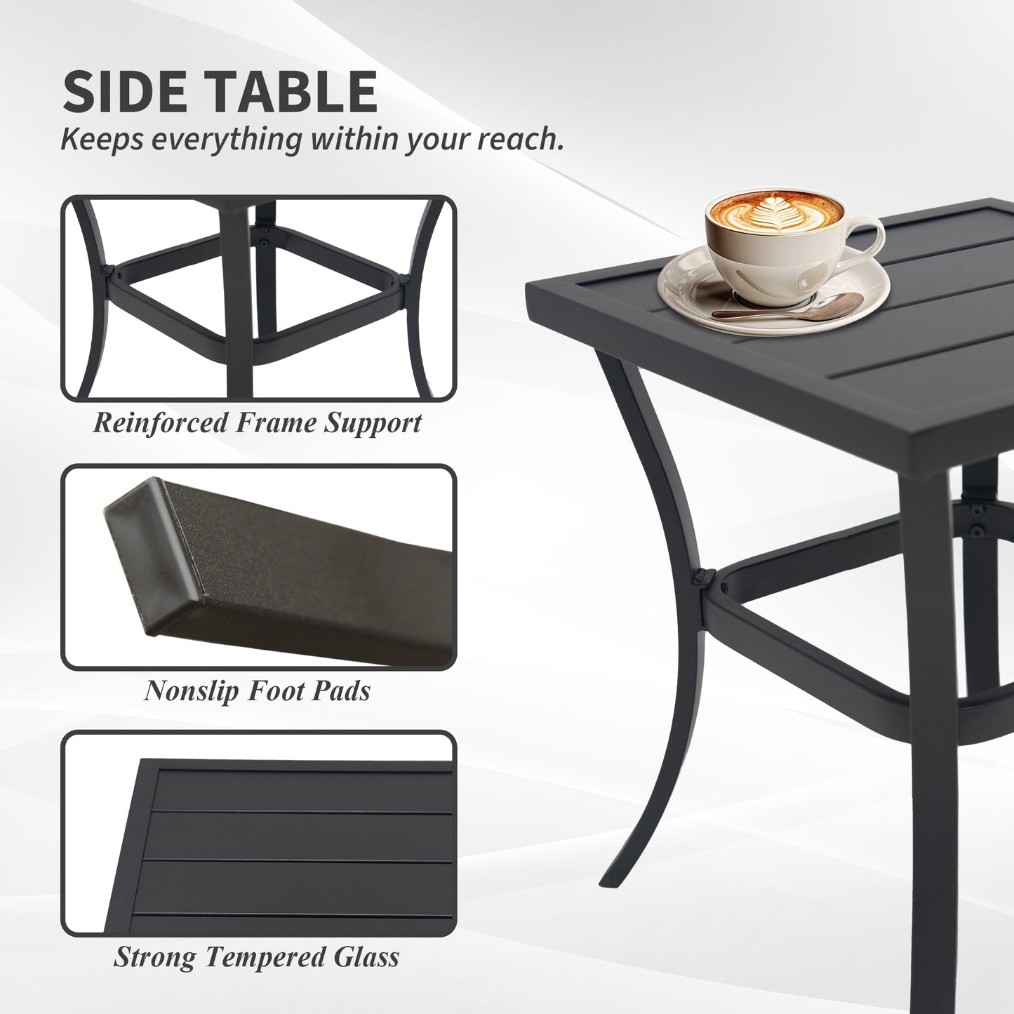 2-person Outdoor Patio Bistro Metal Rocking Conversation Set With Table