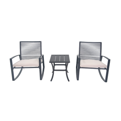 2-person Outdoor Patio Bistro Metal Rocking Conversation Set With Table