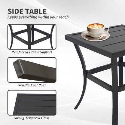 2-person Outdoor Patio Bistro Metal Rocking Conversation Set With Table