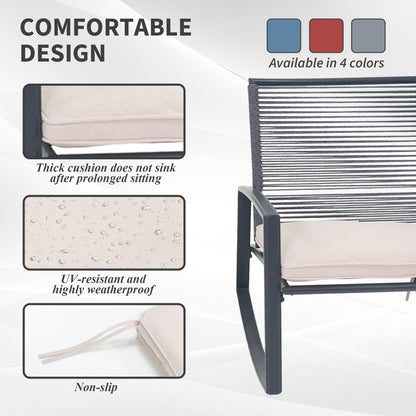 2-person Outdoor Patio Bistro Metal Rocking Conversation Set With Table