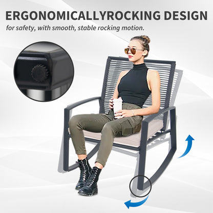 2-person Outdoor Patio Bistro Metal Rocking Conversation Set With Table