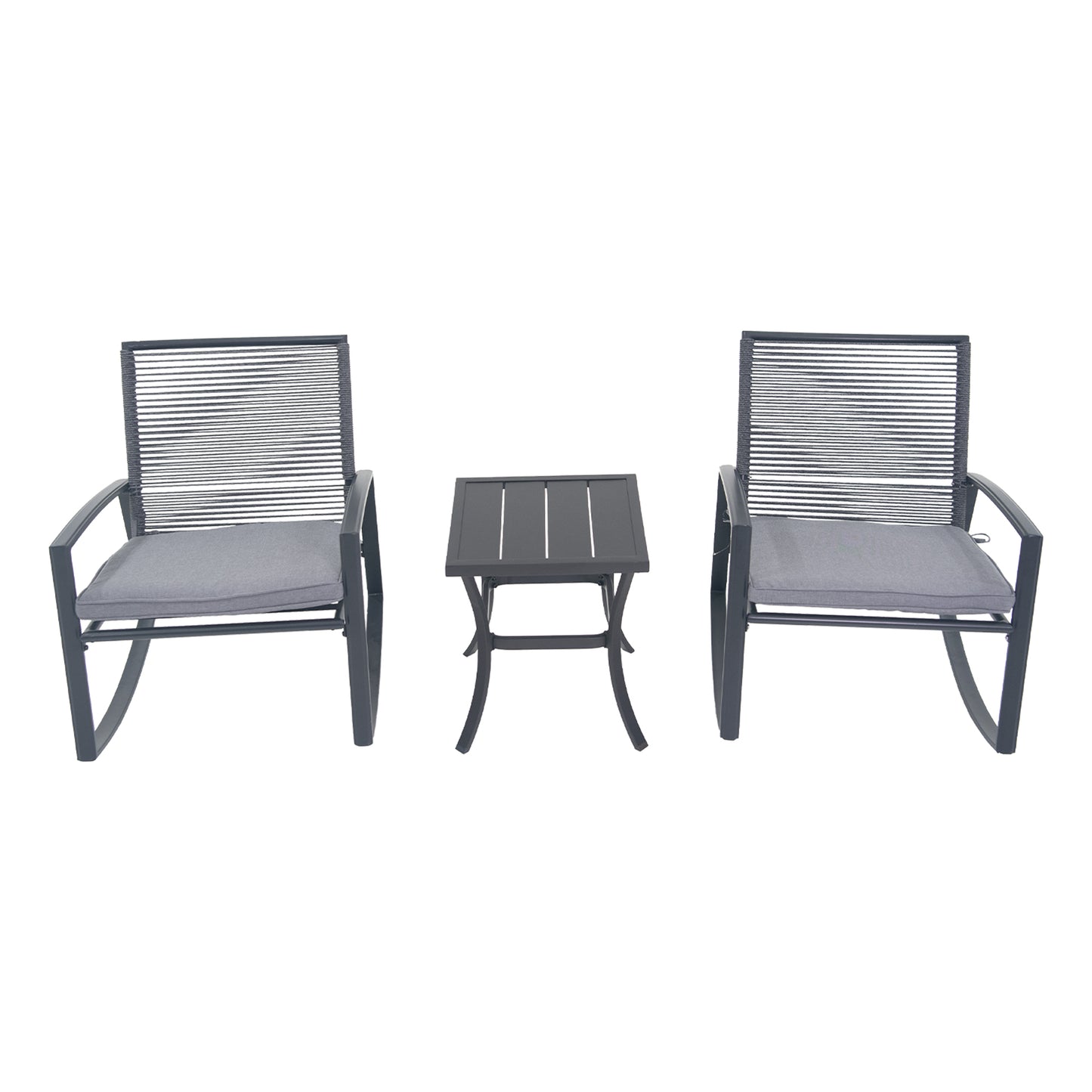 2-person Outdoor Patio Bistro Metal Rocking Conversation Set With Table