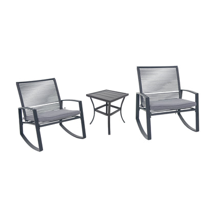 2-person Outdoor Patio Bistro Metal Rocking Conversation Set With Table