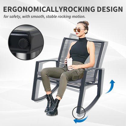 2-person Outdoor Patio Bistro Metal Rocking Conversation Set With Table