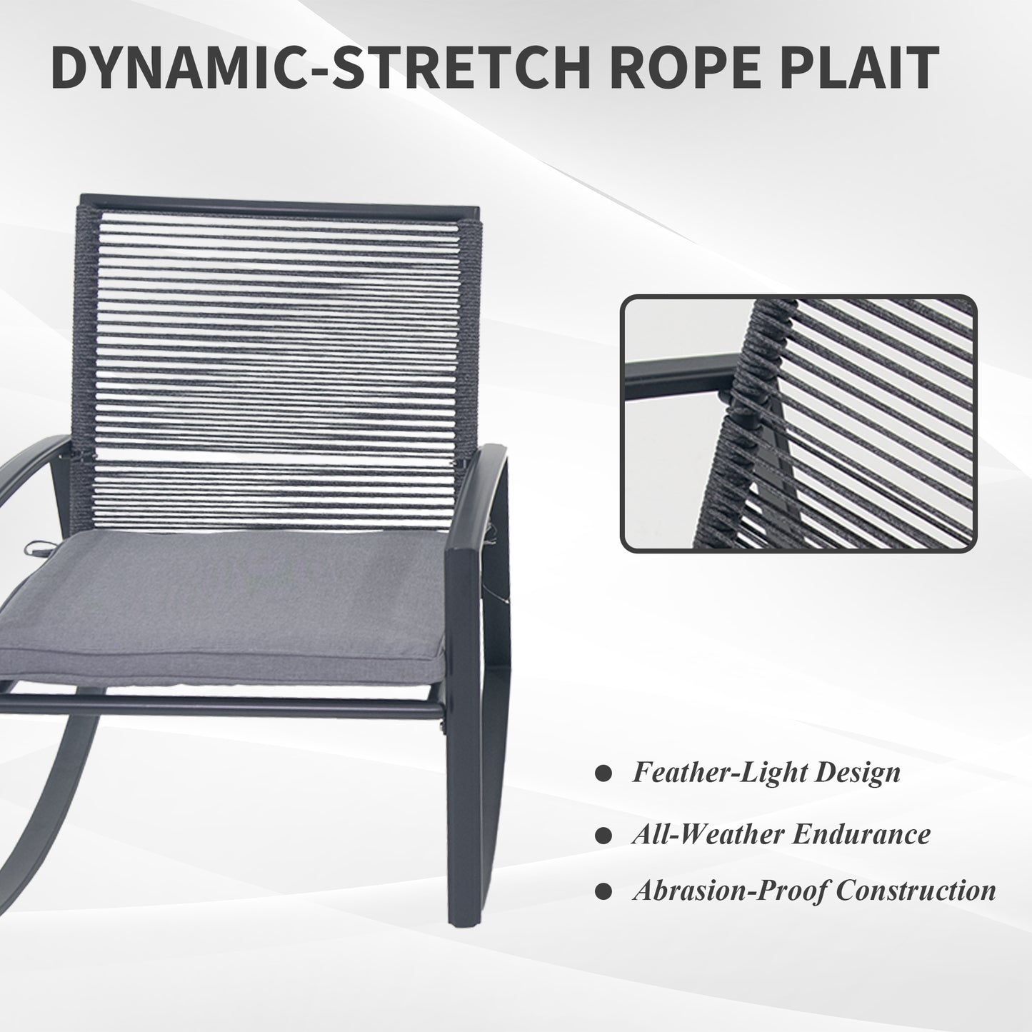 2-person Outdoor Patio Bistro Metal Rocking Conversation Set With Table