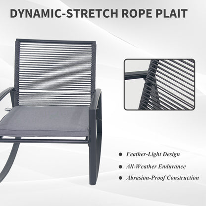 2-person Outdoor Patio Bistro Metal Rocking Conversation Set With Table