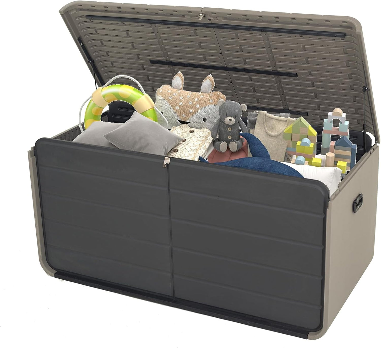 Resin Deck Box 160 Gallons, Large Heavy-Duty Outdoor Storage Box, Lockable & Waterproof Patio Outside Storage Box for Patio Furniture, Tools, Pool Supplies