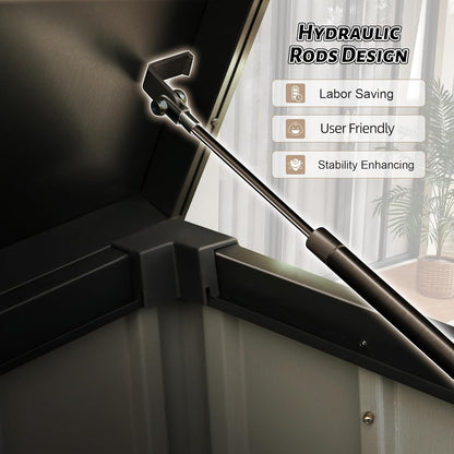 190 Gallon Metal Deck Box, Waterproof Steel Outdoor Box, Large Patio Furniture Storage Cabinet, Lockable Storage Bench for Porch Package Delivery, Pillows, Cushions, Pool, Tools, Backyard, Brown