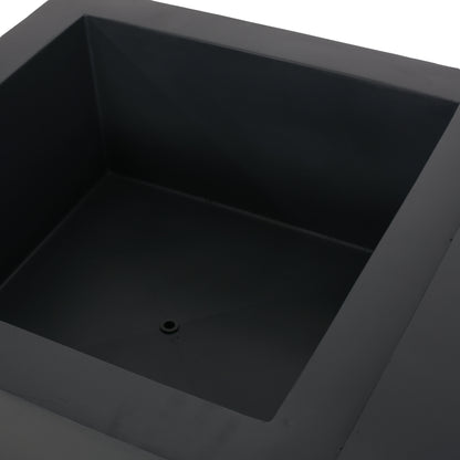 Outdoor 50,000 BTU Lightweight Concrete Rectangular Fire Pit Table with Storage, Dark Gray and Natural Brown (Tank Cover not Included)