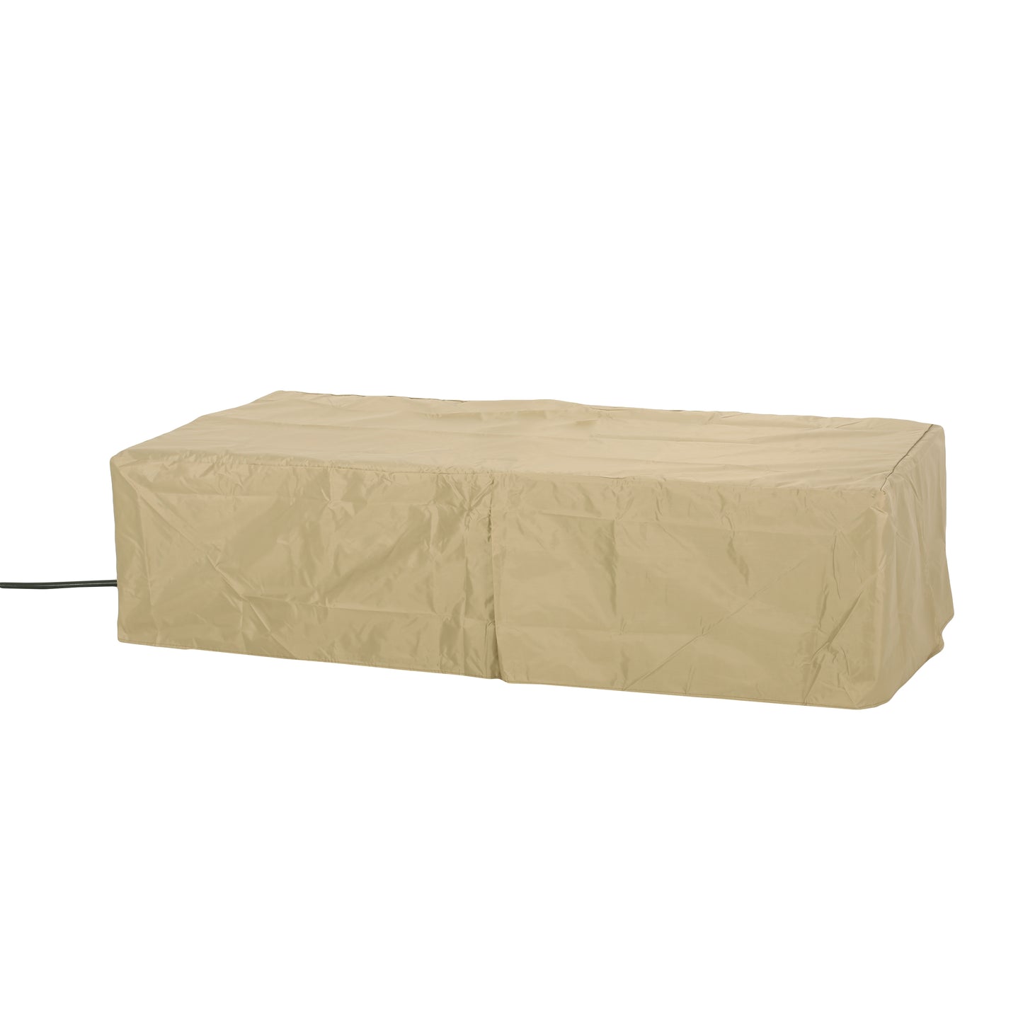 Outdoor 50,000 BTU Lightweight Concrete Rectangular Fire Pit Table with Storage, Dark Gray and Natural Brown (Tank Cover not Included)