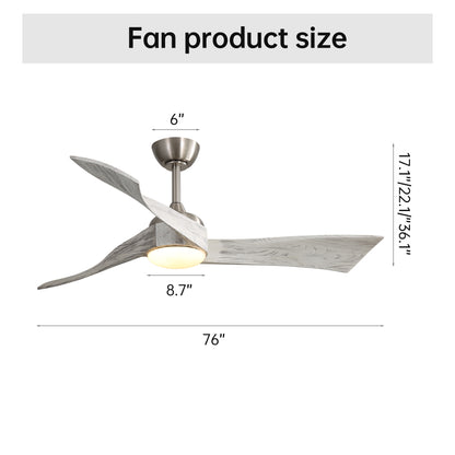 52 Inch Brushed Nickel Ceiling Fan Light With 6 Speed Remote Energy-saving DC Motor