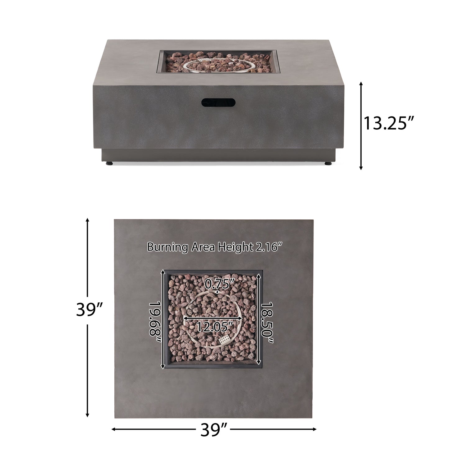 SQUARE Iron FIRE PIT-50 000 BTU