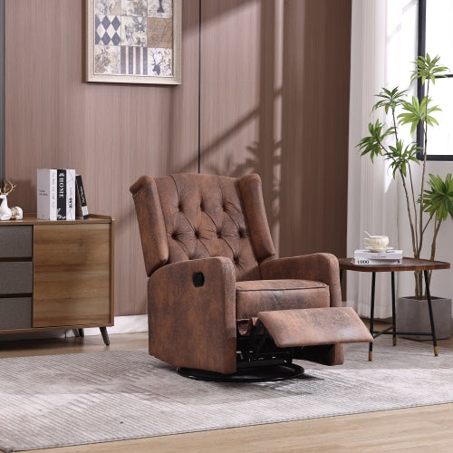 COOLMORE Rocking Recliner Chair,360 Degree Swivel Nursery Rocking Chair,Glider Chair,Modern Small Rocking Swivel Recliner Chair for Bedroom,Living Room Chair Home Theater Seat (Coffee)