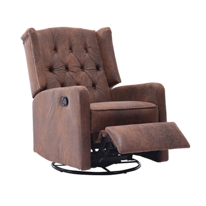 COOLMORE Rocking Recliner Chair,360 Degree Swivel Nursery Rocking Chair,Glider Chair,Modern Small Rocking Swivel Recliner Chair for Bedroom,Living Room Chair Home Theater Seat (Coffee)