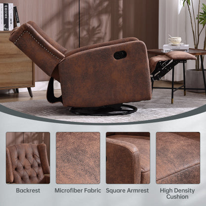 COOLMORE Rocking Recliner Chair,360 Degree Swivel Nursery Rocking Chair,Glider Chair,Modern Small Rocking Swivel Recliner Chair for Bedroom,Living Room Chair Home Theater Seat (Coffee)