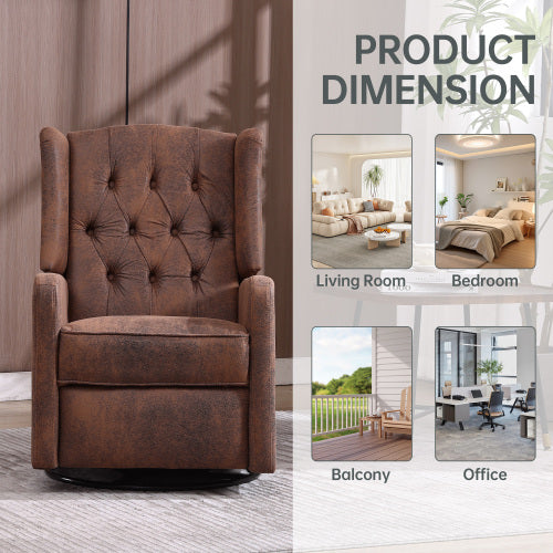 COOLMORE Rocking Recliner Chair,360 Degree Swivel Nursery Rocking Chair,Glider Chair,Modern Small Rocking Swivel Recliner Chair for Bedroom,Living Room Chair Home Theater Seat (Coffee)