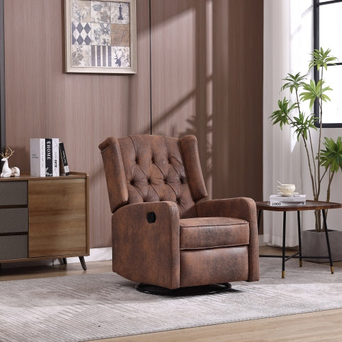 COOLMORE Rocking Recliner Chair,360 Degree Swivel Nursery Rocking Chair,Glider Chair,Modern Small Rocking Swivel Recliner Chair for Bedroom,Living Room Chair Home Theater Seat (Coffee)