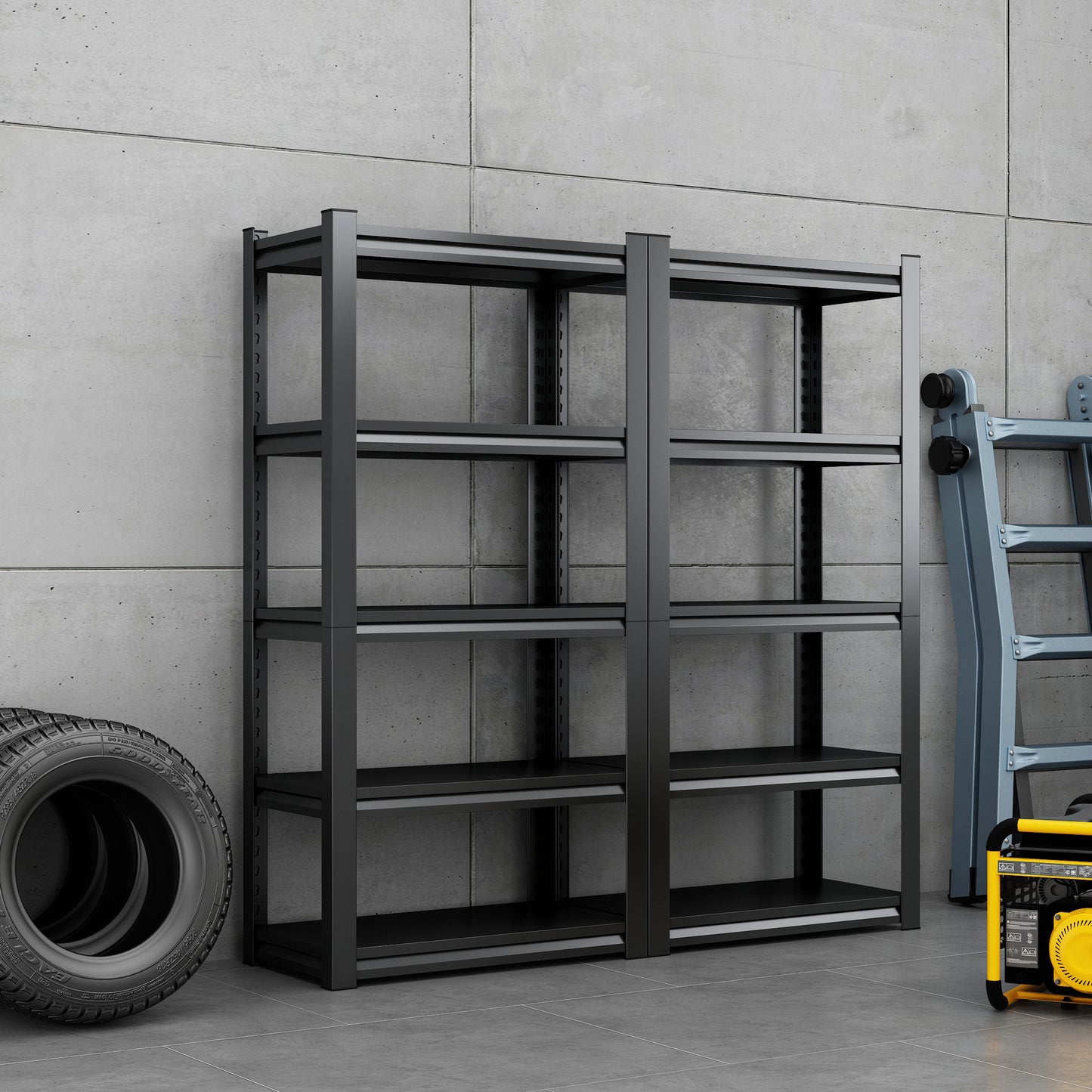 63"H  5 Tier Metal Shelves for Storage Garage Shelving 2000LBS Heavy Duty Storage Shelves Adjustable Garage Shelf Industrial Shelving Unit Storage Utility Rack,31.5"W*15.7"D*63"H,Black