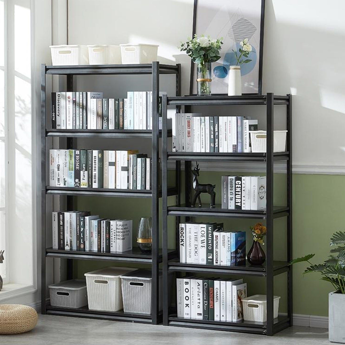 63"H  5 Tier Metal Shelves for Storage Garage Shelving 2000LBS Heavy Duty Storage Shelves Adjustable Garage Shelf Industrial Shelving Unit Storage Utility Rack,31.5"W*15.7"D*63"H,Black