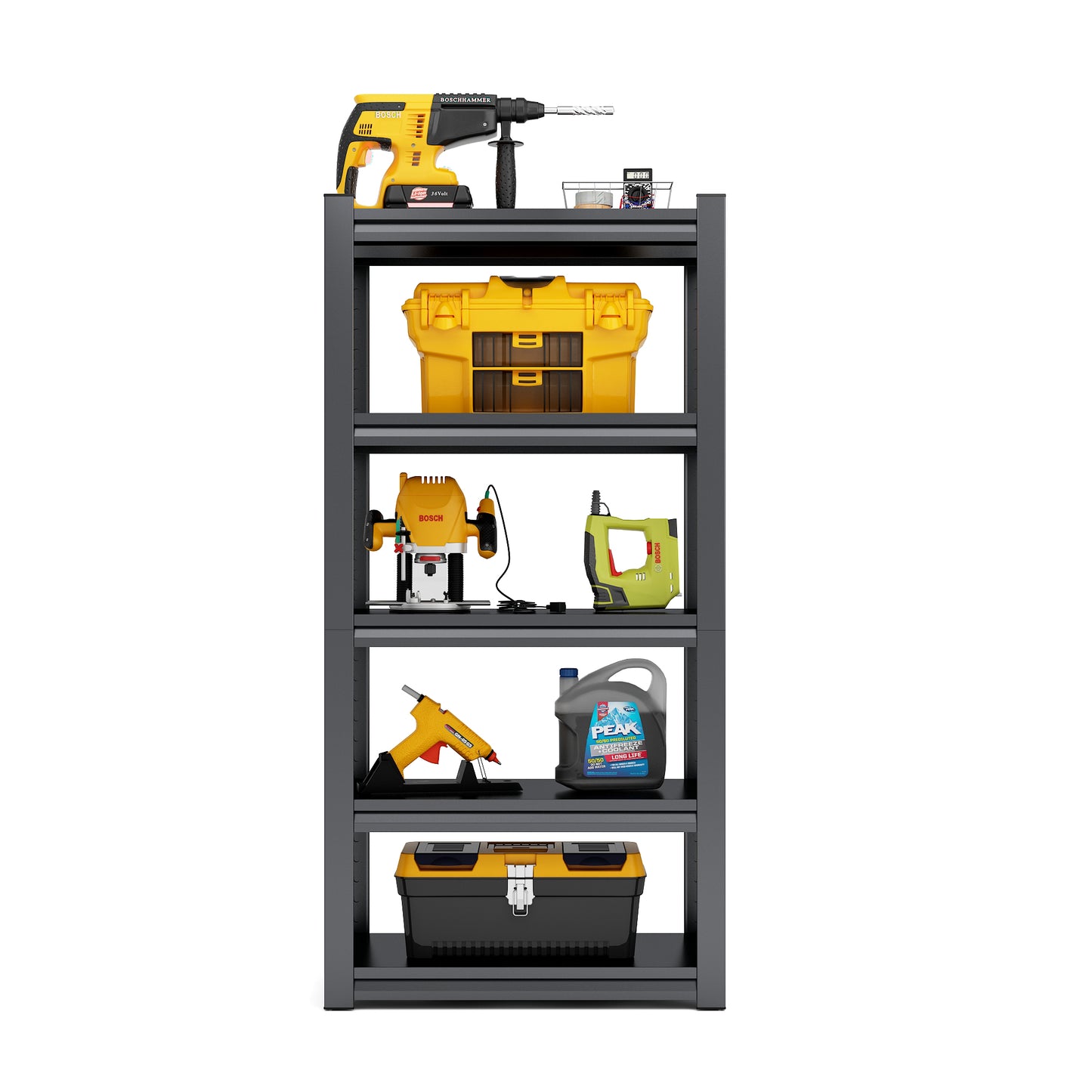 63"H  5 Tier Metal Shelves for Storage Garage Shelving 2000LBS Heavy Duty Storage Shelves Adjustable Garage Shelf Industrial Shelving Unit Storage Utility Rack,31.5"W*15.7"D*63"H,Black