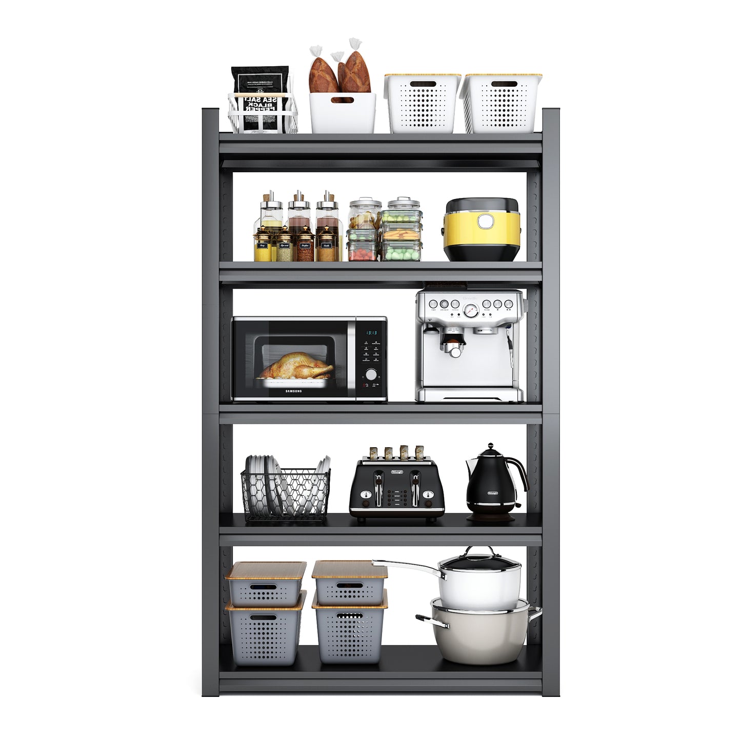 63"H  5 Tier Metal Shelves for Storage Garage Shelving 2000LBS Heavy Duty Storage Shelves Adjustable Garage Shelf Industrial Shelving Unit Storage Utility Rack,31.5"W*15.7"D*63"H,Black