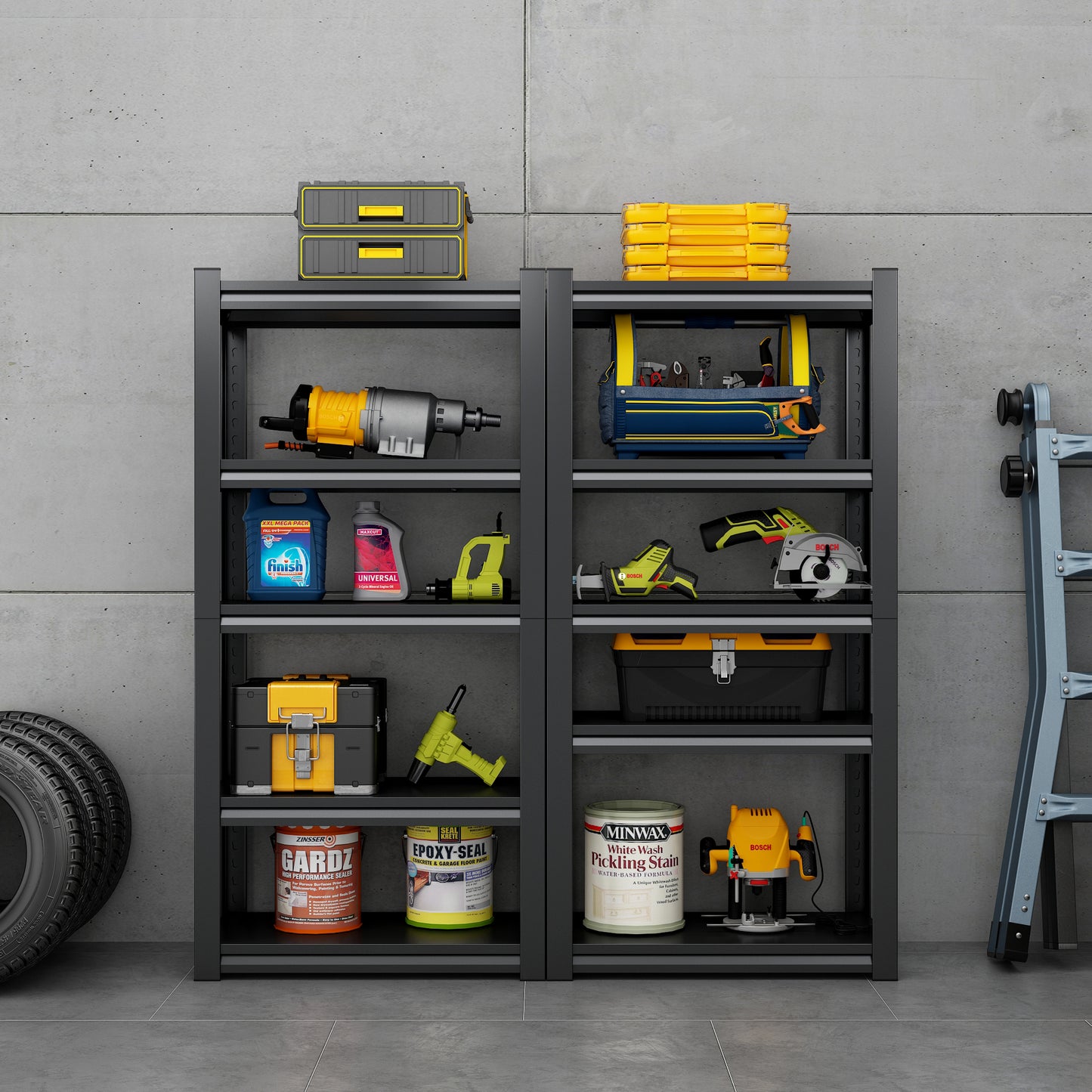 63"H  5 Tier Metal Shelves for Storage Garage Shelving 2000LBS Heavy Duty Storage Shelves Adjustable Garage Shelf Industrial Shelving Unit Storage Utility Rack,31.5"W*15.7"D*63"H,Black