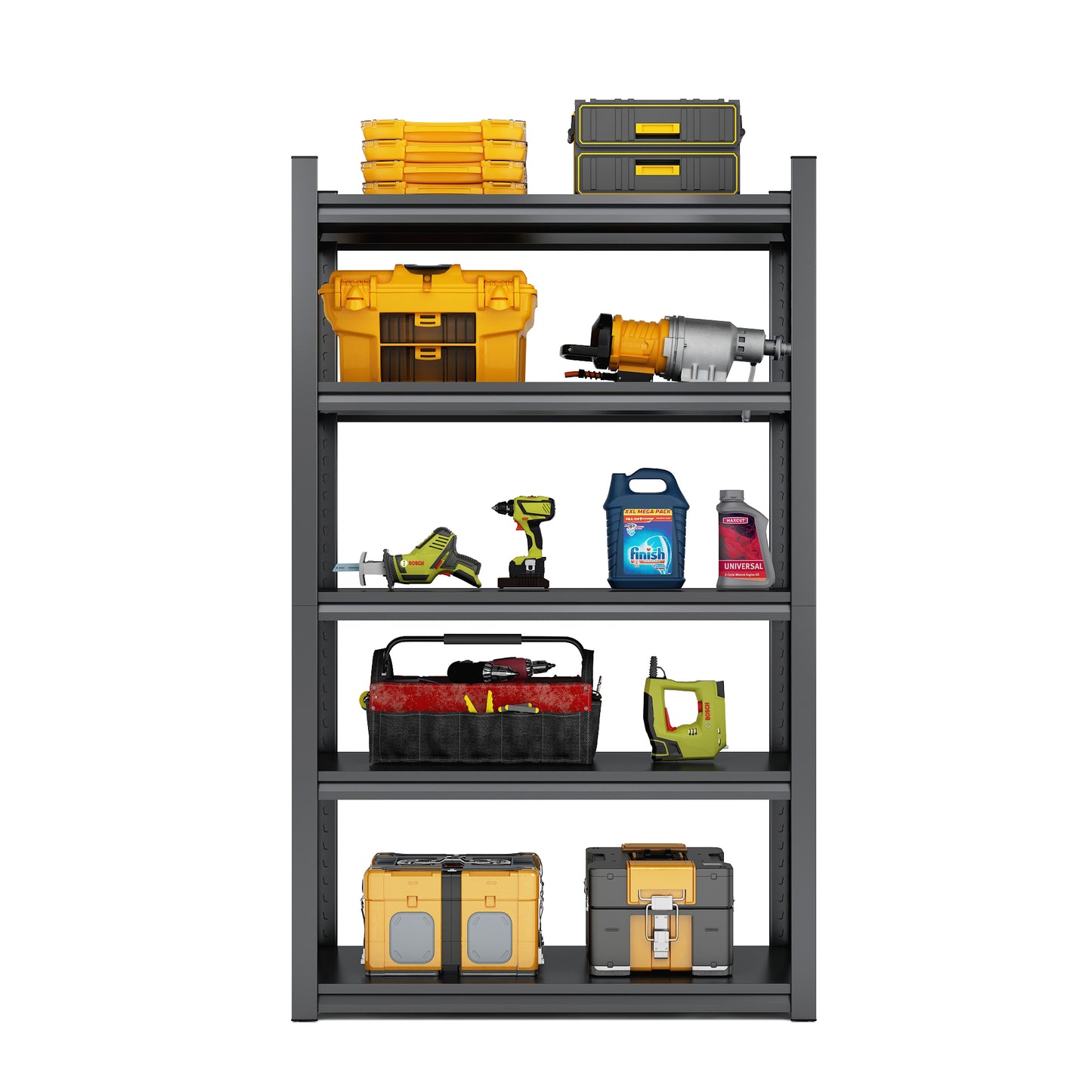 78"H  5 Tier Metal Shelves for Storage Garage Shelving 2000LBS Heavy Duty Storage Shelves Adjustable Garage Shelf Industrial Shelving Unit Storage Utility Rack,47.2"W*18"D*78"H,Black