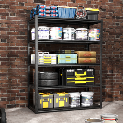 78"H  5 Tier Metal Shelves for Storage Garage Shelving 2000LBS Heavy Duty Storage Shelves Adjustable Garage Shelf Industrial Shelving Unit Storage Utility Rack,47.2"W*18"D*78"H,Black