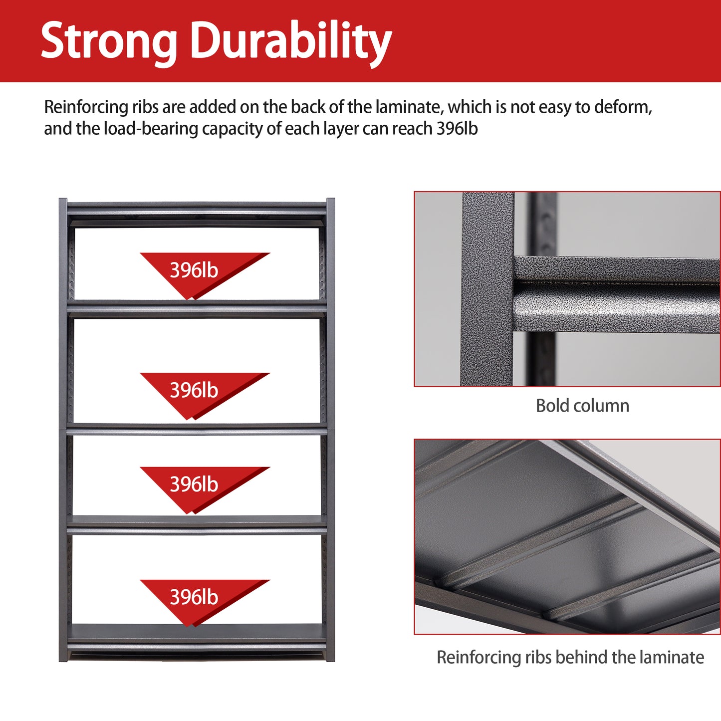 78"H  5 Tier Metal Shelves for Storage Garage Shelving 2000LBS Heavy Duty Storage Shelves Adjustable Garage Shelf Industrial Shelving Unit Storage Utility Rack,47.2"W*18"D*78"H,Black
